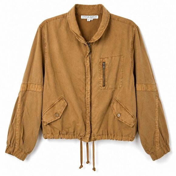 Young Fabulous & Broke Jackets & Blazers - Young Fabulous & Broke Women's Tencel Utility Jacket M Brown Cropped Safari Zip